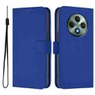 For OPPO Reno12 F Global Skin Feel Solid Color Leather Phone Case with Lanyard(Dark Blue) - 2