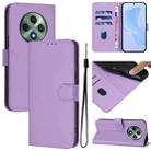 For OPPO Reno12 F Global Skin Feel Solid Color Leather Phone Case with Lanyard(Lavender Purple) - 1