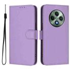 For OPPO Reno12 F Global Skin Feel Solid Color Leather Phone Case with Lanyard(Lavender Purple) - 2