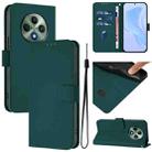 For OPPO Reno12 F Global Skin Feel Solid Color Leather Phone Case with Lanyard(Dark Green) - 1
