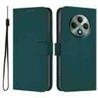 For OPPO Reno12 F Global Skin Feel Solid Color Leather Phone Case with Lanyard(Dark Green) - 2
