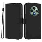 For OPPO Reno12 F Global Skin Feel Solid Color Leather Phone Case with Lanyard(Black) - 2