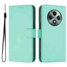 For OPPO Reno12 F Global Skin Feel Solid Color Leather Phone Case with Lanyard(Mint Green) - 2