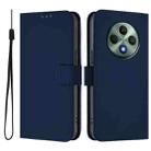 For OPPO Reno12 F Global Skin Feel Solid Color Leather Phone Case with Lanyard(Navy Blue) - 2