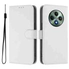 For OPPO Reno12 F Global Skin Feel Solid Color Leather Phone Case with Lanyard(White) - 2