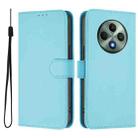 For OPPO Reno12 F Global Skin Feel Solid Color Leather Phone Case with Lanyard(Sky Blue) - 2