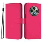 For OPPO Reno12 F Global Skin Feel Solid Color Leather Phone Case with Lanyard(Rose Red) - 2