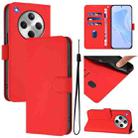 For OPPO Find X8 Skin Feel Solid Color Leather Phone Case with Lanyard(Red) - 1