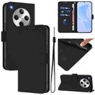 For OPPO Find X8 Skin Feel Solid Color Leather Phone Case with Lanyard(Black) - 1