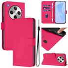 For OPPO Find X8 Skin Feel Solid Color Leather Phone Case with Lanyard(Rose Red) - 1