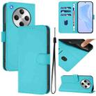 For OPPO Find X8 Skin Feel Solid Color Leather Phone Case with Lanyard(Lake Blue) - 1