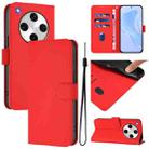 For OPPO Find X8 Pro Skin Feel Solid Color Leather Phone Case with Lanyard(Red) - 1