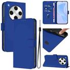 For OPPO Find X8 Pro Skin Feel Solid Color Leather Phone Case with Lanyard(Dark Blue) - 1