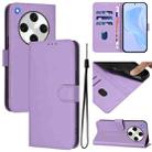 For OPPO Find X8 Pro Skin Feel Solid Color Leather Phone Case with Lanyard(Lavender Purple) - 1
