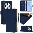 For OPPO Find X8 Pro Skin Feel Solid Color Leather Phone Case with Lanyard(Navy Blue) - 1