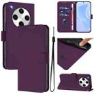 For OPPO Find X8 Pro Skin Feel Solid Color Leather Phone Case with Lanyard(Violet) - 1