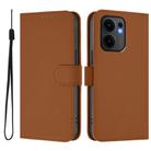 For OPPO Reno13 F 5G Global Skin Feel Solid Color Leather Phone Case with Lanyard(Brown) - 2