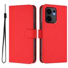 For OPPO Reno13 F 5G Global Skin Feel Solid Color Leather Phone Case with Lanyard(Red) - 2