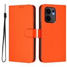 For OPPO Reno13 F 5G Global Skin Feel Solid Color Leather Phone Case with Lanyard(Orange) - 2