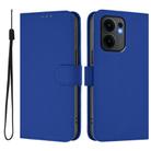 For OPPO Reno13 F 5G Global Skin Feel Solid Color Leather Phone Case with Lanyard(Dark Blue) - 2
