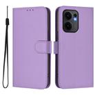 For OPPO Reno13 F 5G Global Skin Feel Solid Color Leather Phone Case with Lanyard(Lavender Purple) - 2