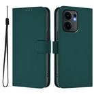For OPPO Reno13 F 5G Global Skin Feel Solid Color Leather Phone Case with Lanyard(Dark Green) - 2