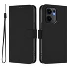 For OPPO Reno13 F 5G Global Skin Feel Solid Color Leather Phone Case with Lanyard(Black) - 2