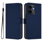For OPPO Reno13 F 5G Global Skin Feel Solid Color Leather Phone Case with Lanyard(Navy Blue) - 2