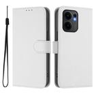 For OPPO Reno13 F 5G Global Skin Feel Solid Color Leather Phone Case with Lanyard(White) - 2