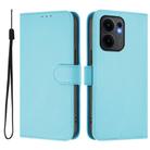 For OPPO Reno13 F 5G Global Skin Feel Solid Color Leather Phone Case with Lanyard(Sky Blue) - 2
