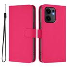 For OPPO Reno13 F 5G Global Skin Feel Solid Color Leather Phone Case with Lanyard(Rose Red) - 2