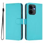 For OPPO Reno13 F 5G Global Skin Feel Solid Color Leather Phone Case with Lanyard(Lake Blue) - 2