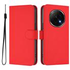 For OPPO A5 Pro China Skin Feel Solid Color Leather Phone Case with Lanyard(Red) - 2