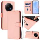 For OPPO A5 Pro China Skin Feel Solid Color Leather Phone Case with Lanyard(Pink) - 1