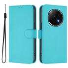 For OPPO A5 Pro China Skin Feel Solid Color Leather Phone Case with Lanyard(Lake Blue) - 2
