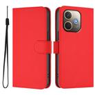 For OPPO A5 Pro 5G Global Skin Feel Solid Color Leather Phone Case with Lanyard(Red) - 2