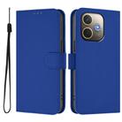 For OPPO A5 Pro 5G Global Skin Feel Solid Color Leather Phone Case with Lanyard(Dark Blue) - 2