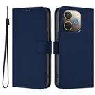 For OPPO A5 Pro 5G Global Skin Feel Solid Color Leather Phone Case with Lanyard(Navy Blue) - 2