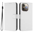 For OPPO A5 Pro 5G Global Skin Feel Solid Color Leather Phone Case with Lanyard(White) - 2