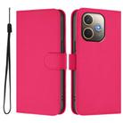 For OPPO A5 Pro 5G Global Skin Feel Solid Color Leather Phone Case with Lanyard(Rose Red) - 2