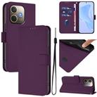 For OPPO A5 Pro 5G Global Skin Feel Solid Color Leather Phone Case with Lanyard(Violet) - 1