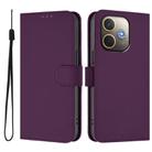 For OPPO A5 Pro 5G Global Skin Feel Solid Color Leather Phone Case with Lanyard(Violet) - 2