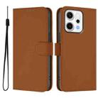 For OPPO Reno14 5G Global Skin Feel Solid Color Leather Phone Case with Lanyard(Brown) - 2