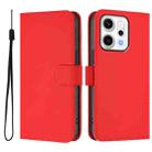 For OPPO Reno14 5G Global Skin Feel Solid Color Leather Phone Case with Lanyard(Red) - 2