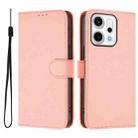 For OPPO Reno14 5G Global Skin Feel Solid Color Leather Phone Case with Lanyard(Pink) - 2