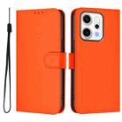 For OPPO Reno14 5G Global Skin Feel Solid Color Leather Phone Case with Lanyard(Orange) - 2