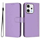 For OPPO Reno14 5G Global Skin Feel Solid Color Leather Phone Case with Lanyard(Lavender Purple) - 2