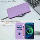 For OPPO Reno14 5G Global Skin Feel Solid Color Leather Phone Case with Lanyard(Lavender Purple) - 3
