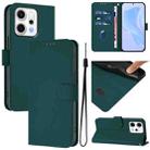 For OPPO Reno14 5G Global Skin Feel Solid Color Leather Phone Case with Lanyard(Dark Green) - 1