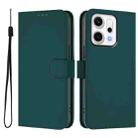For OPPO Reno14 5G Global Skin Feel Solid Color Leather Phone Case with Lanyard(Dark Green) - 2
